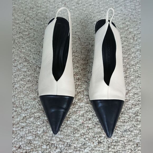Narciso Rodriguez Black and Cream White slingback pumps size 38.5 - Picture 2 of 12